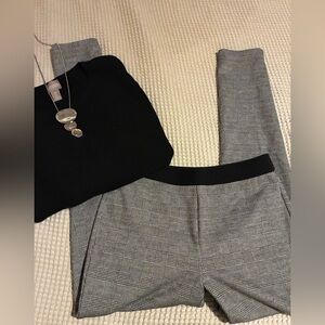 Talbots Black Plaid Soho Ankle Pants, Size 4